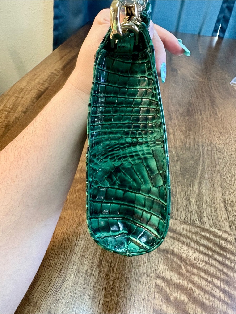 Brahmin EUC Daisy - Emerald - Like New - Back EYE - Rich Green Leather Wristlet - Picture 8 of 16